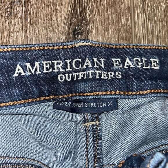 American Eagle Jeans Womens 6 X-Long Blue Denim Super Stretch Hi-Rise Jegging - Picture 3 of 7